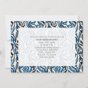 Invitación Resumen Blue Ikat All Purpose Fiesta genérico