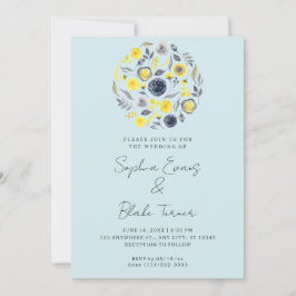 Invitación Resumen Boda amarillo y azul Bouquet