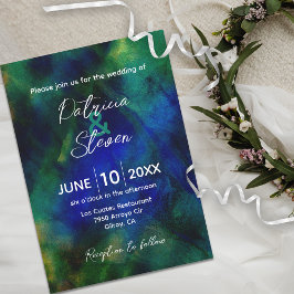 Invitación Resumen Boda artístico azul oscuro