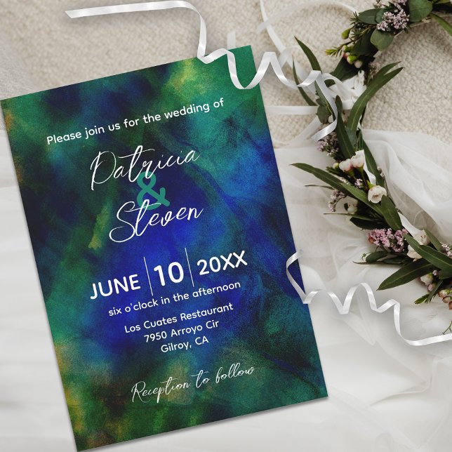 Invitación Resumen Boda artístico azul oscuro (Subido por el creador)