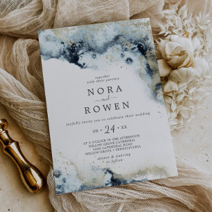 Invitación Resumen Boda casual de acuarela naval