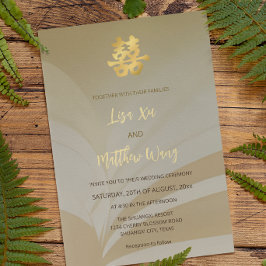 Invitación Resumen Boda chino de arte beige