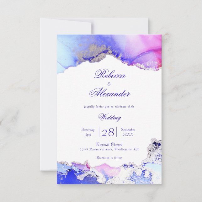Invitación Resumen Boda de lavado de tinta antimetista (Anverso)