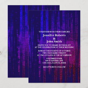 Invitación Resumen Boda de moda Purple Dark Navy Blue Boho