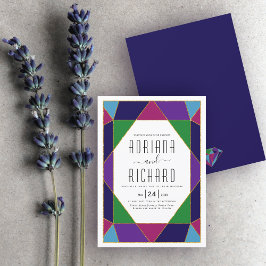 Invitación Resumen boda de tipografía de joyas geométricas