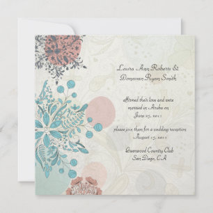 Invitación Resumen Boda del Post Floral Gris Azul Rosa