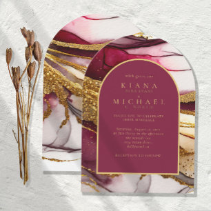 Invitación Resumen Boda esparkling Wine Red Arch ID1018