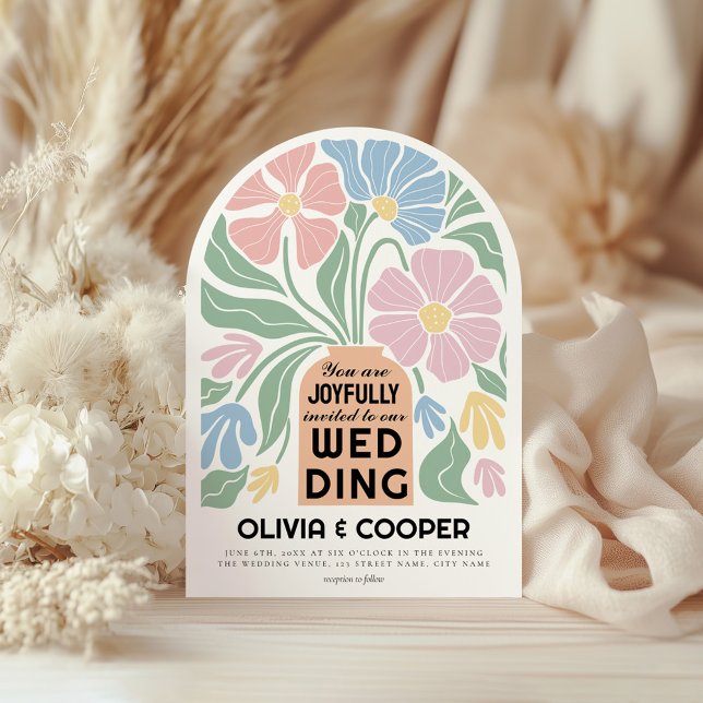 Invitación Resumen Boda floral colorido moderno (Subido por el creador)