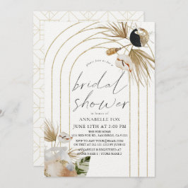 Invitación Resumen Boho Gold Arches Brillante Shower