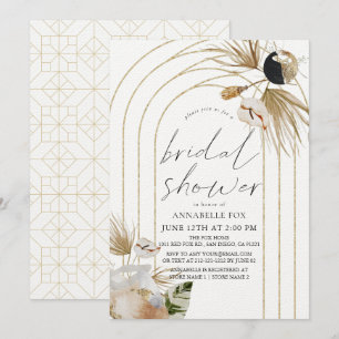 Invitación Resumen Boho Gold Arches Brillante Shower