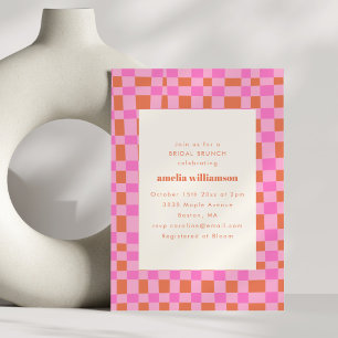 Invitación Resumen Brunch de novias Naranja rosa retro contro