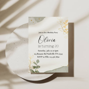 Invitación Resumen caprichoso Chica botánico Fiesta de cumple