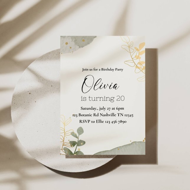 Invitación Resumen caprichoso Chica botánico Fiesta de cumple (Subido por el creador)