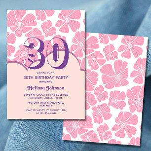 Invitación Resumen Carnación retro Pink Chamomile Cumpleaños