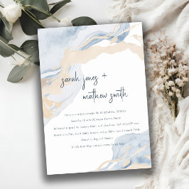 Invitación Resumen Cena de ensayo de Blue Beige Sea Beach