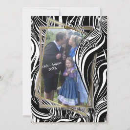 Invitación Resumen creativo negro y blanco transparente