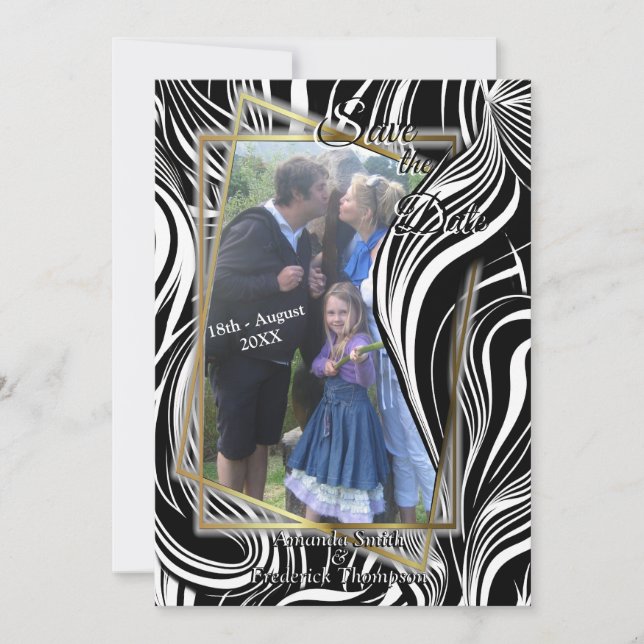 Invitación Resumen creativo negro y blanco transparente (Anverso)