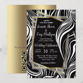 Invitación Resumen creativo negro y blanco transparente