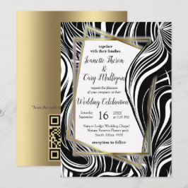 Invitación Resumen creativo negro y blanco transparente