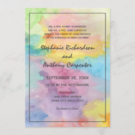 Invitación Resumen de acuarela Boda de diversión colorido cap