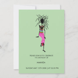 Invitación Resumen de arte africano, cumpleaños de mujer guer