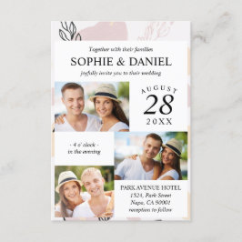 Invitación Resumen de arte en línea rosada Dusty Rosa 3 Boda 