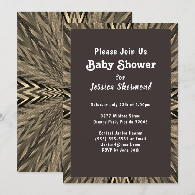 Invitación Resumen de Baby Shower del cobre tribal Sepia (Anverso / Reverso)