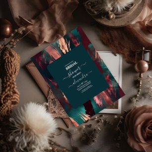 Invitación Resumen de cobre polvorienta verde oscuro novia ro