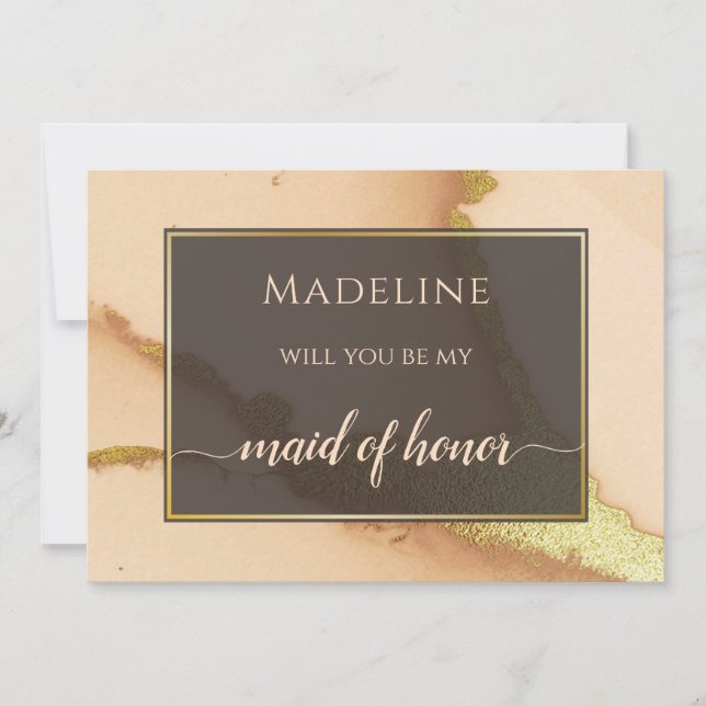 Invitación Resumen de coral moderno 💡 Boda de aceite de tint (Anverso)