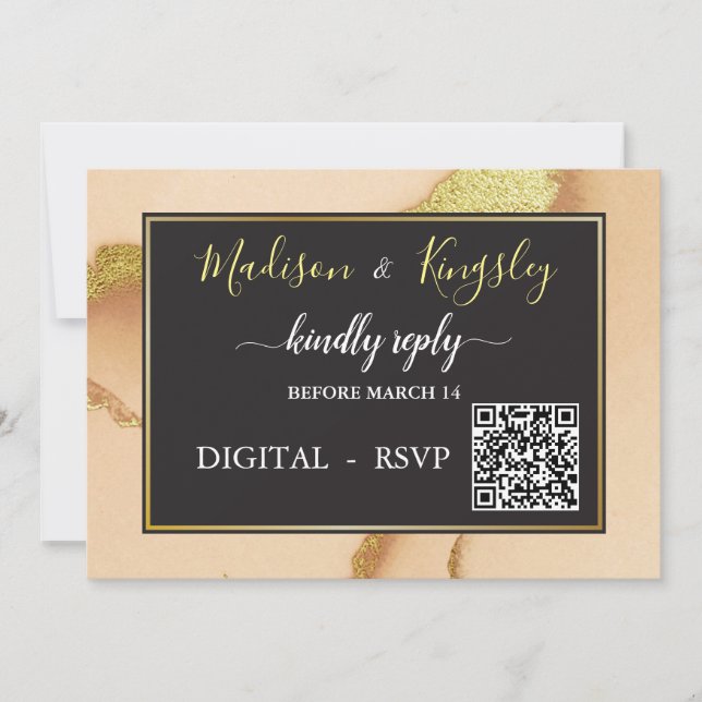 Invitación Resumen de coral moderno 💡 Boda de aceite de tint (Anverso)