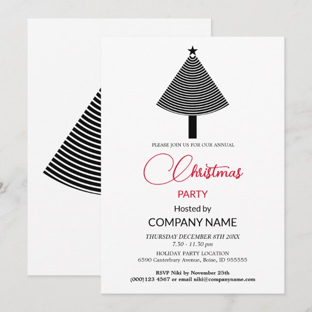 Invitación Resumen de decoraciones de árboles de Navidad (Anverso / Reverso)