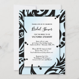 Invitación Resumen de ducha de novias tribales azul y negro