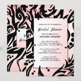 Invitación Resumen de ducha de novias tribales negra y rosa