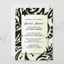 Invitación Resumen de ducha de novias tribales verde y negro