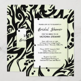 Invitación Resumen de ducha de novias tribales verde y negro