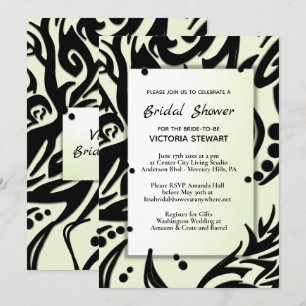 Invitación Resumen de ducha de novias tribales verde y negro