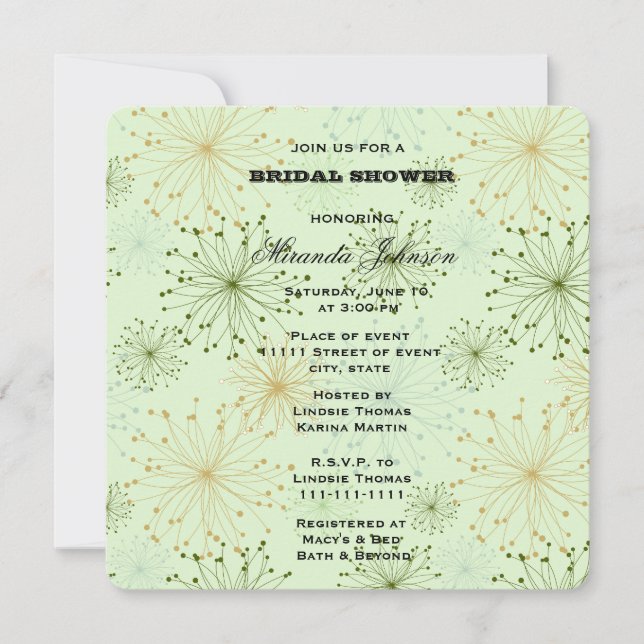 Invitación Resumen de floral verde de la menta (Anverso)
