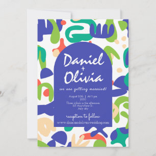 Invitación Resumen de formas Patrón sin problemas con Boda QR