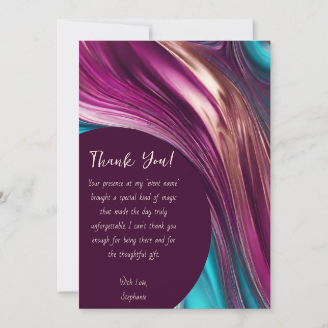 Invitación Resumen de Gracias-Moderno -Magenta Turquesa Oro- (Anverso)