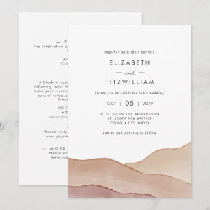 Invitación Resumen de la acuarela de Boho Boda frontal y po