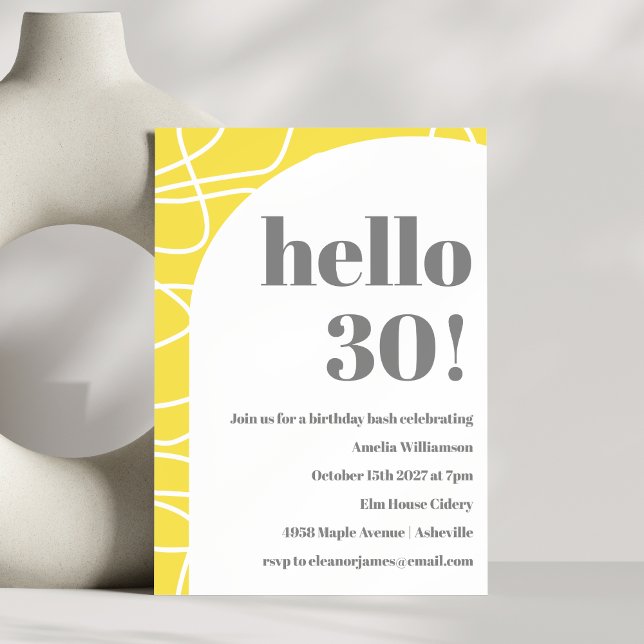 Invitación Resumen de la fiesta de cumpleaños amarilla de art (Subido por el creador)