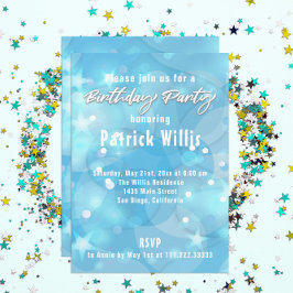 Invitación Resumen de la fiesta de cumpleaños azul de luz mod