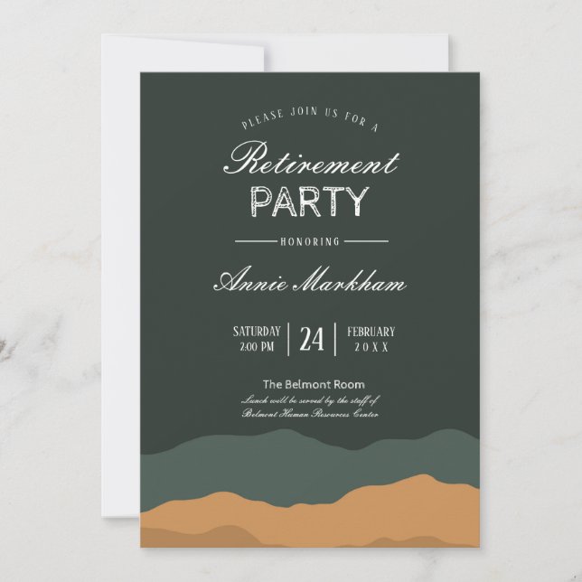 Invitación Resumen de la jubilación del paisaje del desierto (Anverso)