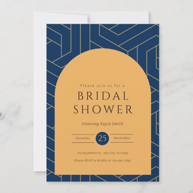 Invitación Resumen de la Marina y la Ducha Bridal Mustard (Anverso)