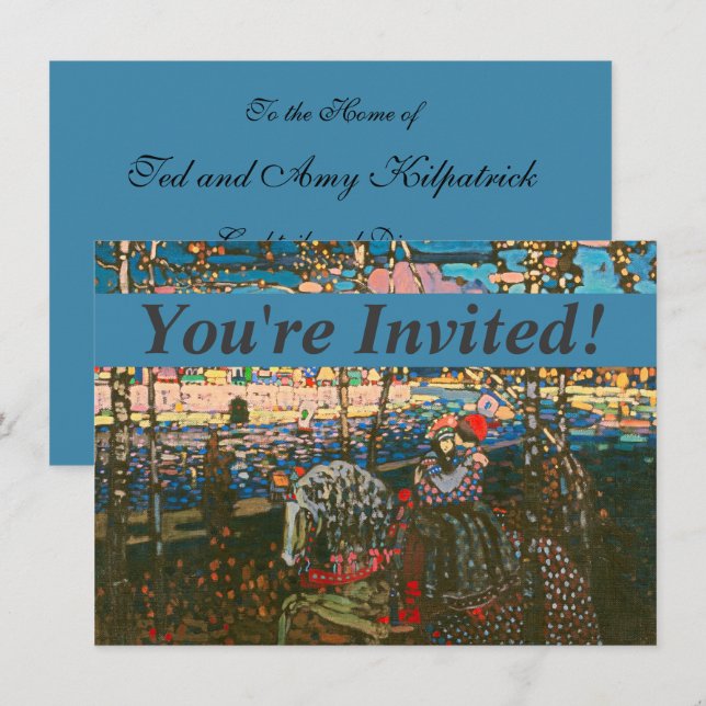 Invitación Resumen de la pareja de Kandinsky Riding Colorful (Anverso / Reverso)