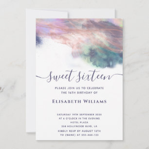 Invitación Resumen de la tinta de alcohol rosa oro moderno es