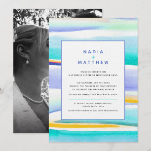 Invitación Resumen de las líneas de marea tropical boda amari