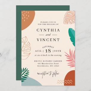 Invitación Resumen de moda Formas tropicales Boda de verano