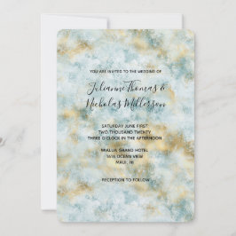Invitación Resumen de oro azul Aqua