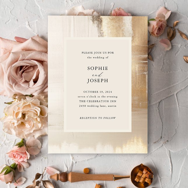 Invitación Resumen de oro | Boda elegante (An elegant, faux gold wedding invitation)